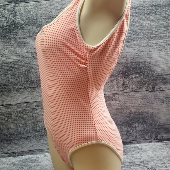Women's Swimsuit One Piece Checked or Polka Dot size Large Made in Israel - Picture 2 of 10